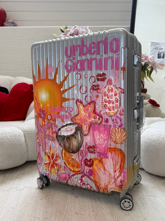 Silver Large Custom Suitcase