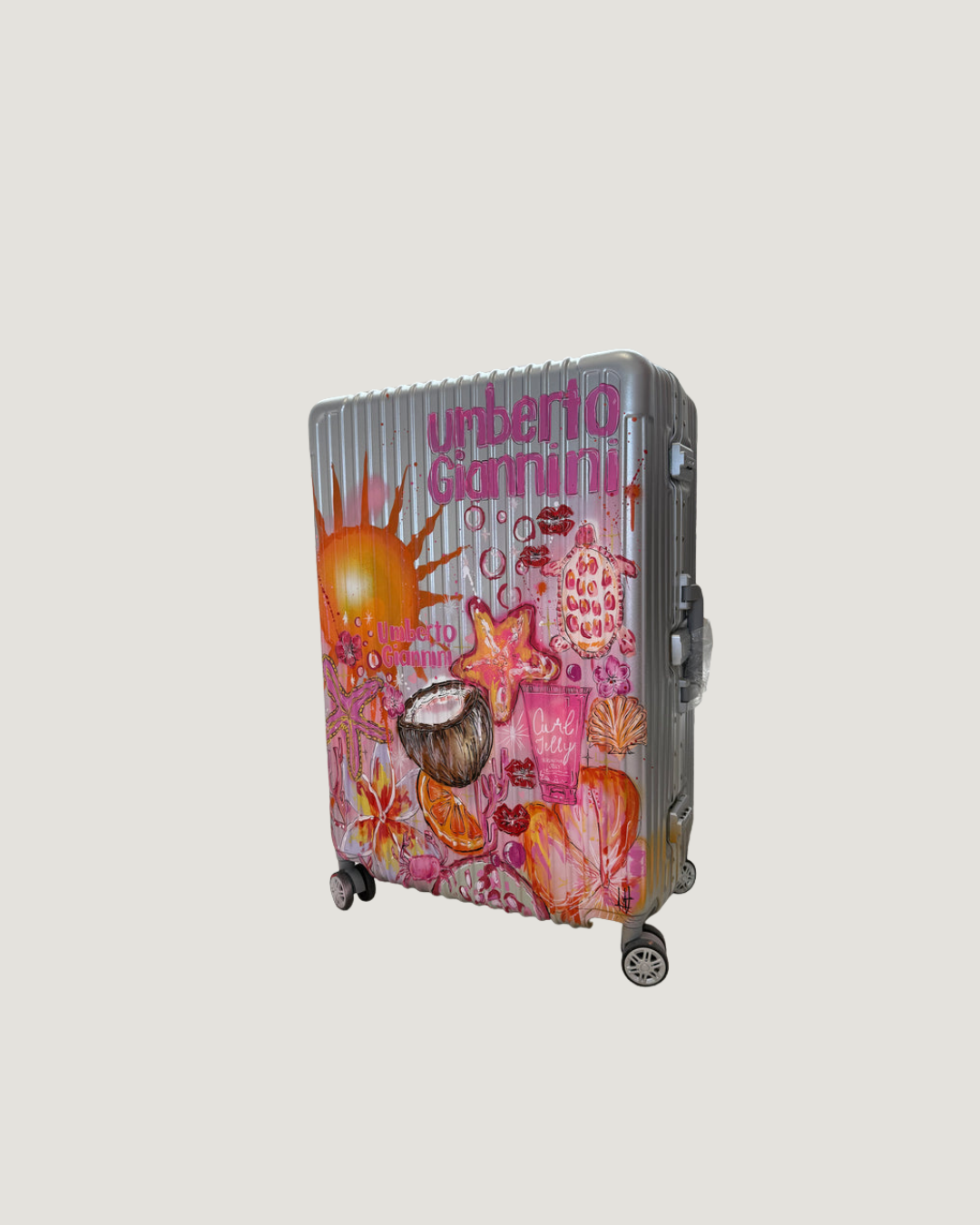 4. Custom Large Suitcase (Silver)