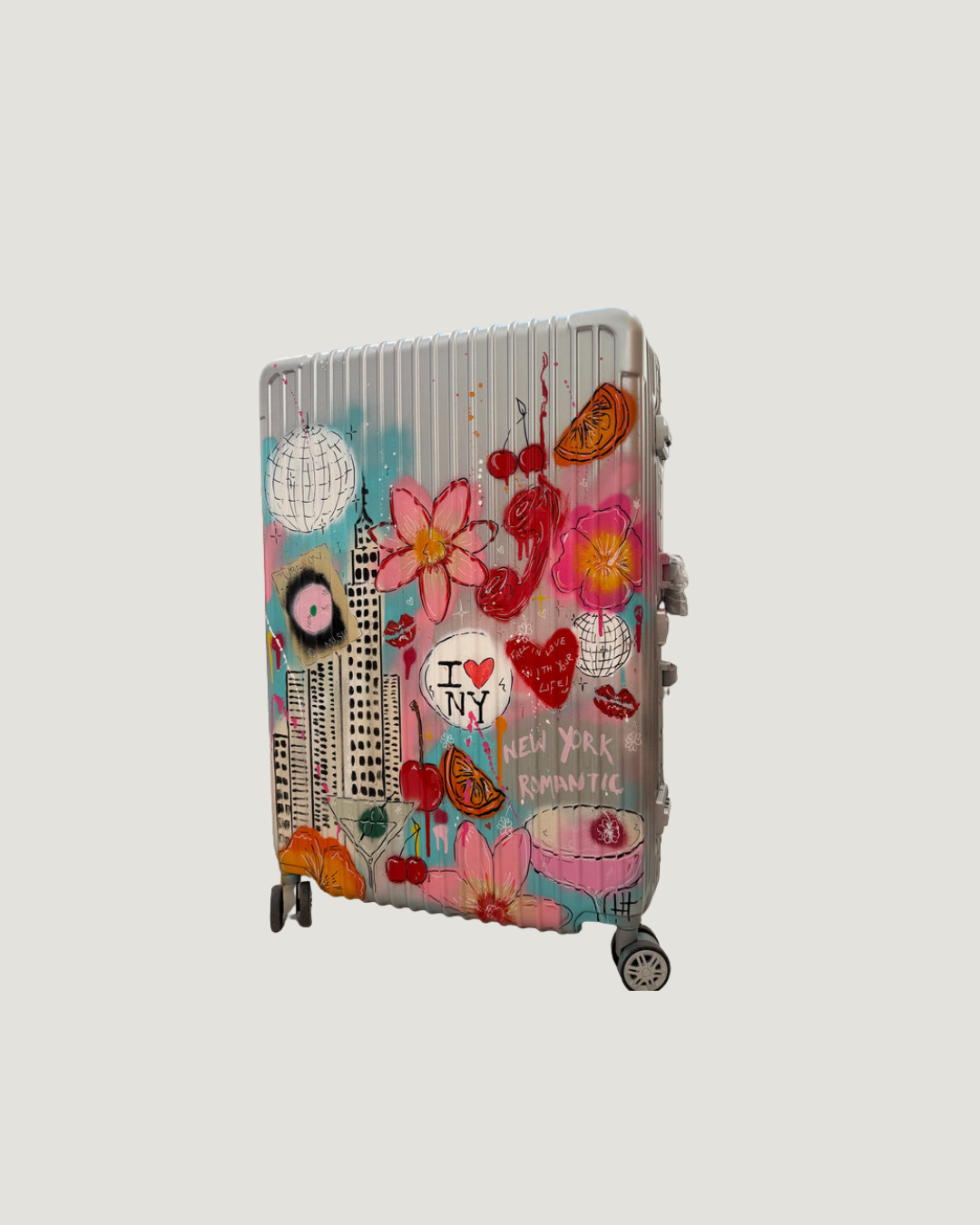 4. Custom Large Suitcase (Silver)