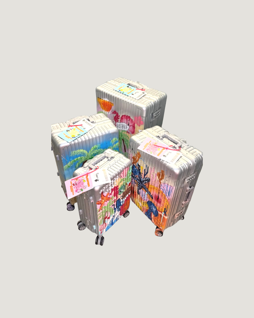 4. Custom Large Suitcase (Silver)