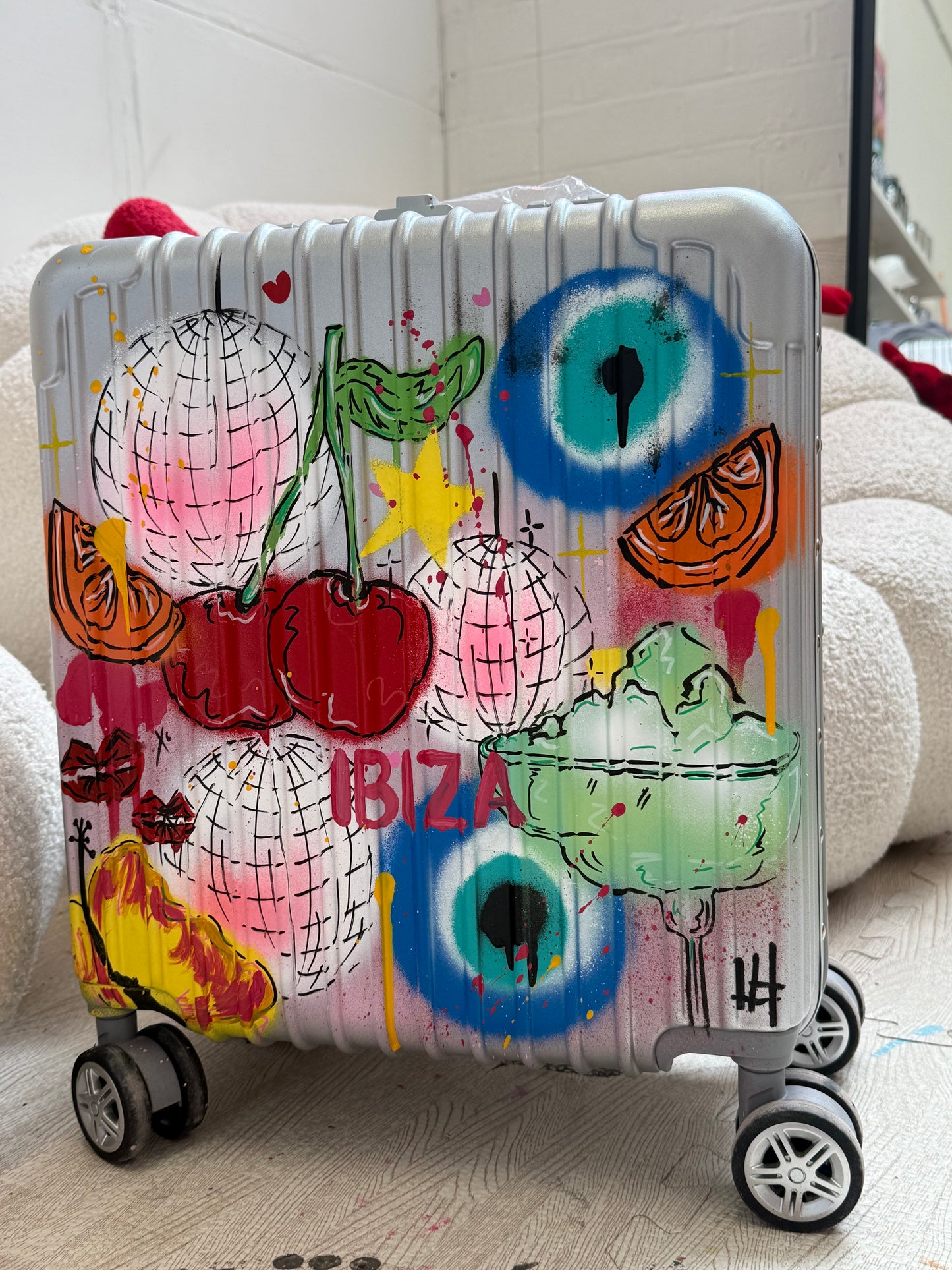 Smaller Silver Custom Cabin Suitcase