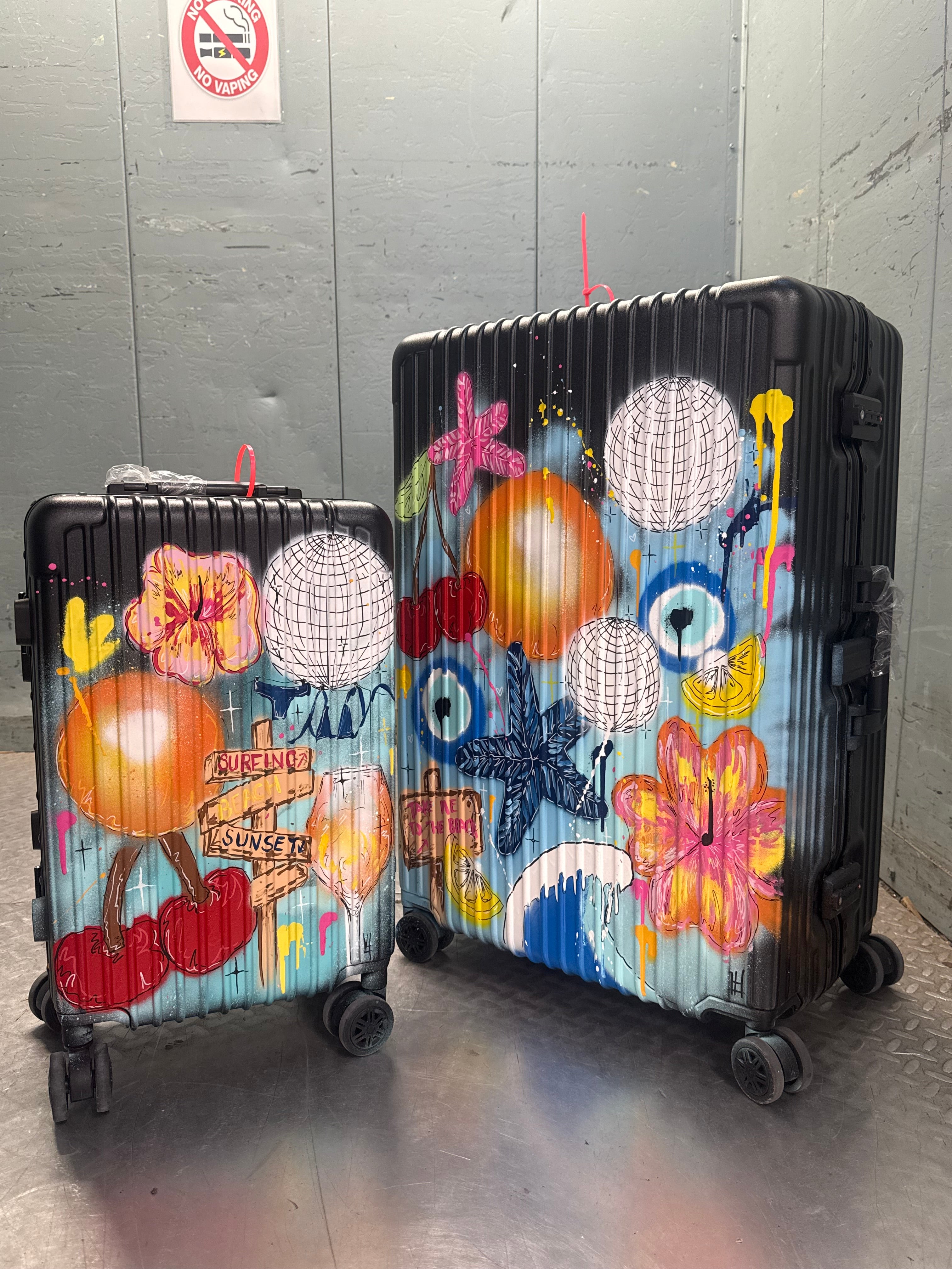 5. Custom Large Suitcase (Black) – Art Attached