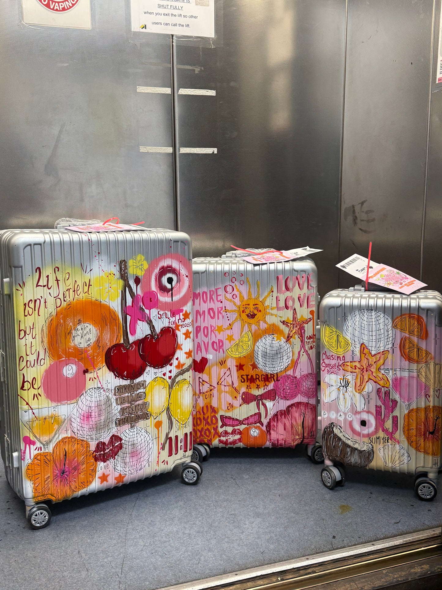 4. Custom Large Suitcase (Silver)