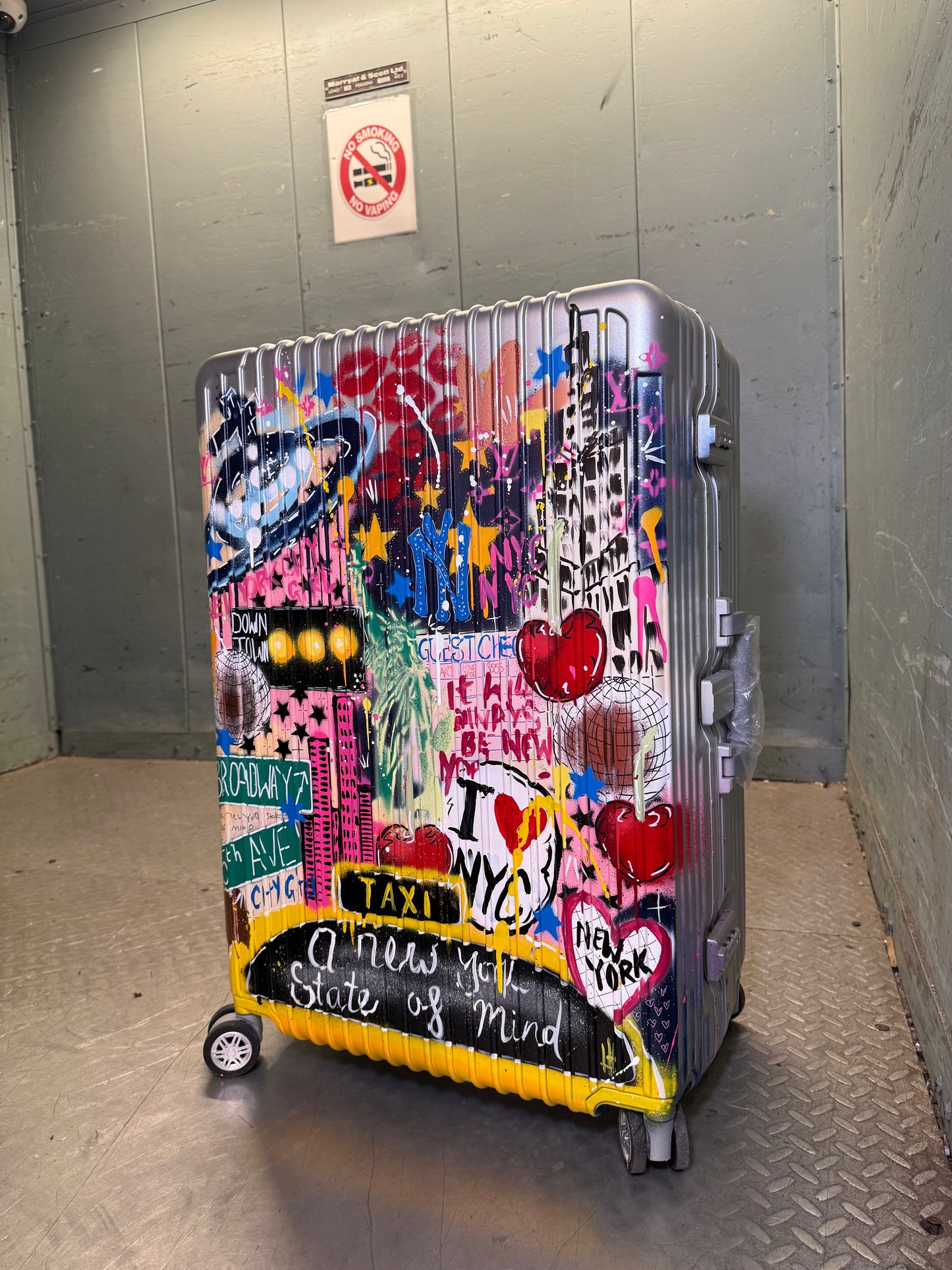 4. Custom Large Suitcase (Silver)