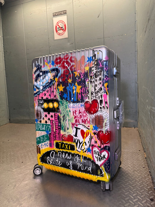 4. Custom Large Suitcase (Silver)