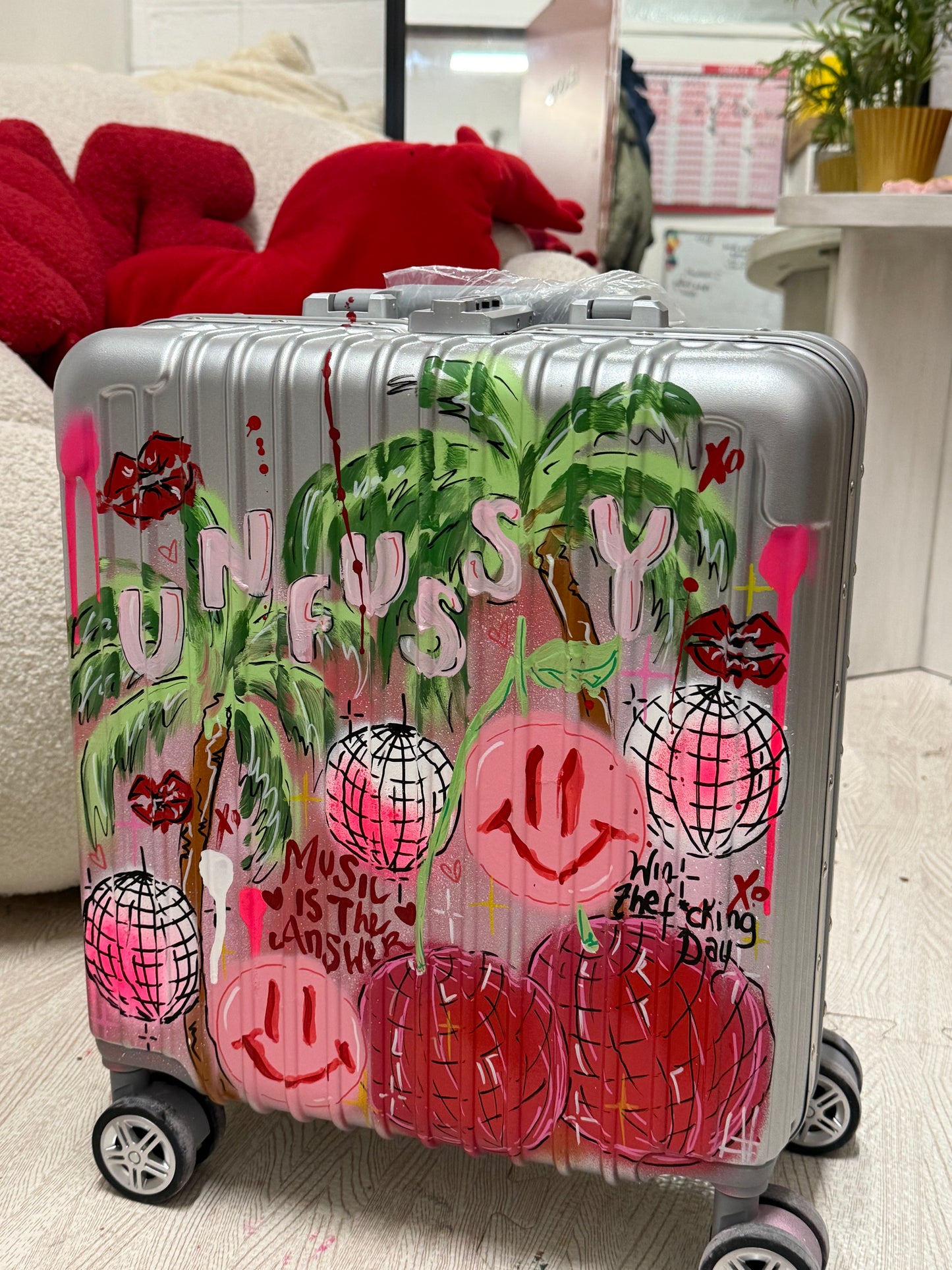 6. Custom Suitcase Smaller Cabin Size (Silver)